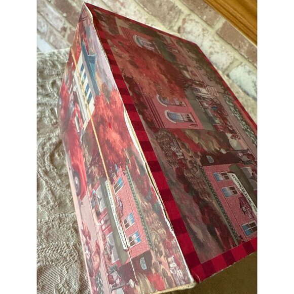 Hallmark Candy or Recipe  Box With Red & White Vintage Town Scene - Picture 15 of 16